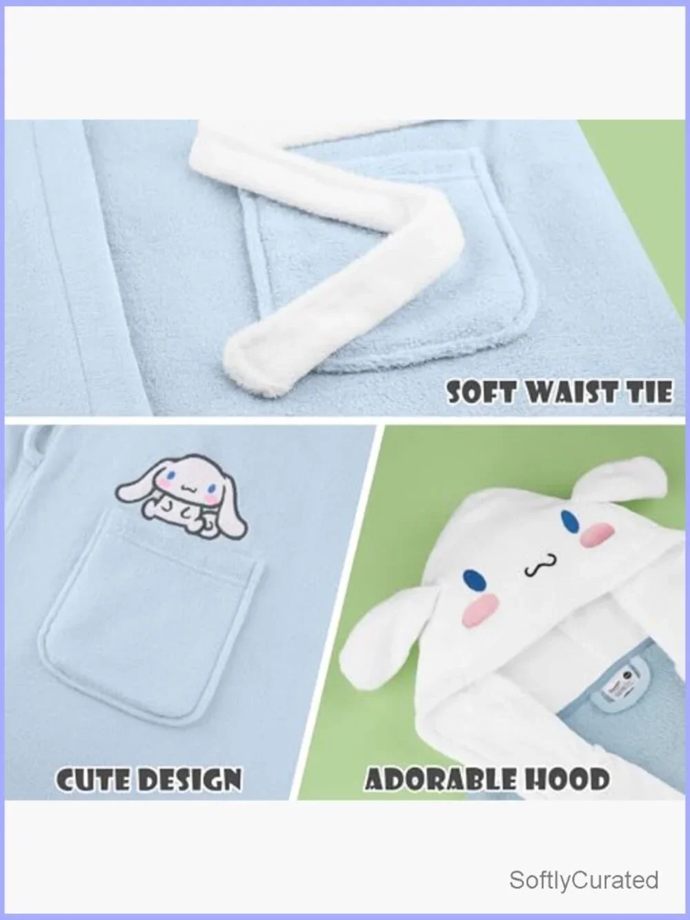Kawaii Fleece Bathrobe with Hood and Pockets Loungewear
